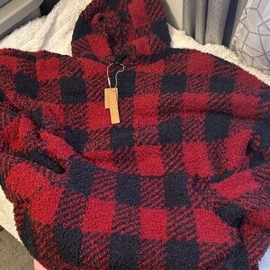 SKIMS❤️🖤 Red and Black Sherpa Hoodie S/M